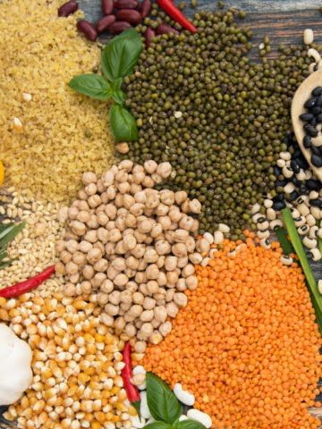 variety of grains and legumes