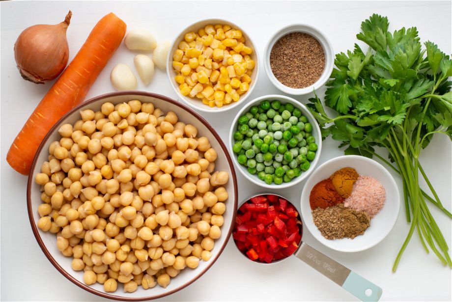 the ingredients for the vegan chickpea balls