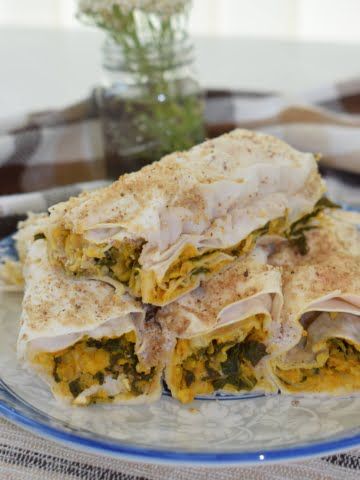 ¾ shot of vegan spinach and chickpea pie