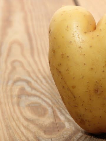 front shot of heart shaped potato