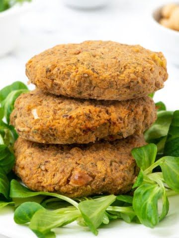 Super healthy whole food plant-based burger patties. High in protein and healthy complex carbs, these vegan patties make a delicious meal that will help you lose weight and maintain optimal health. Enjoy them with some whole wheat bread as a burger or just take them as a snack.