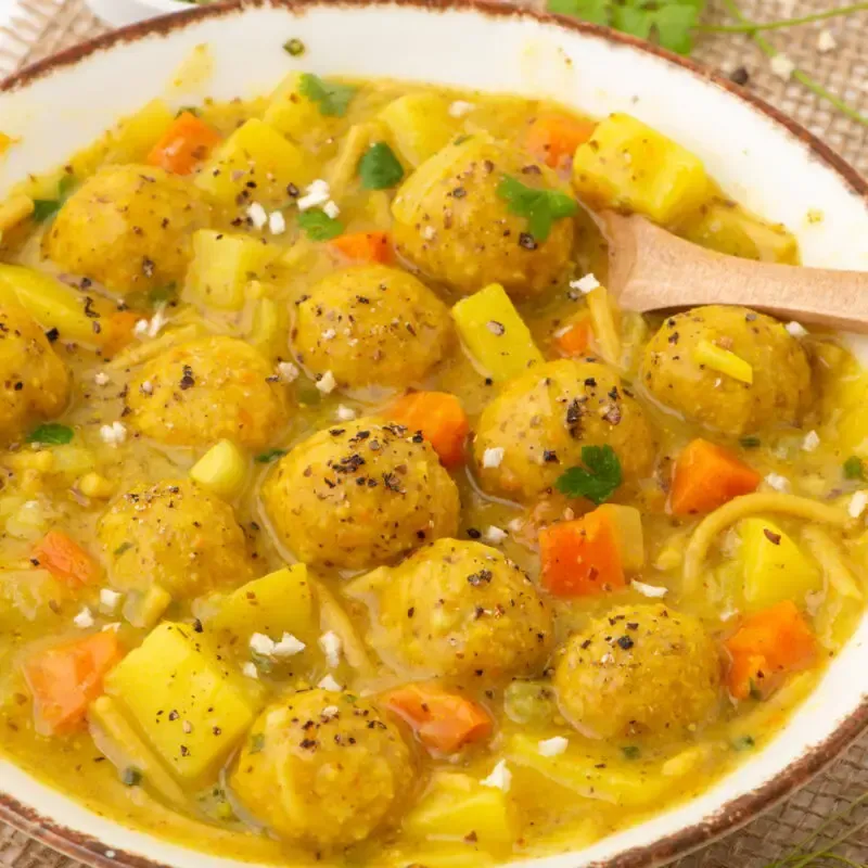 a plate full of healthy vegan oat balls soup ¾ shot