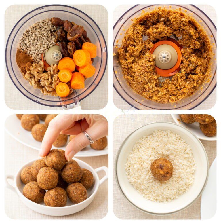 step by step making of the carrot cake balls