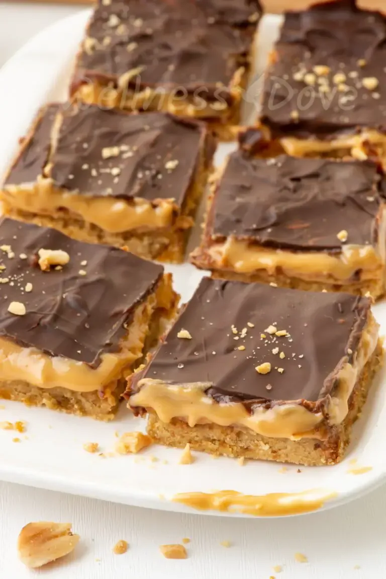 vegan peanut butter bars, front view, on a plate