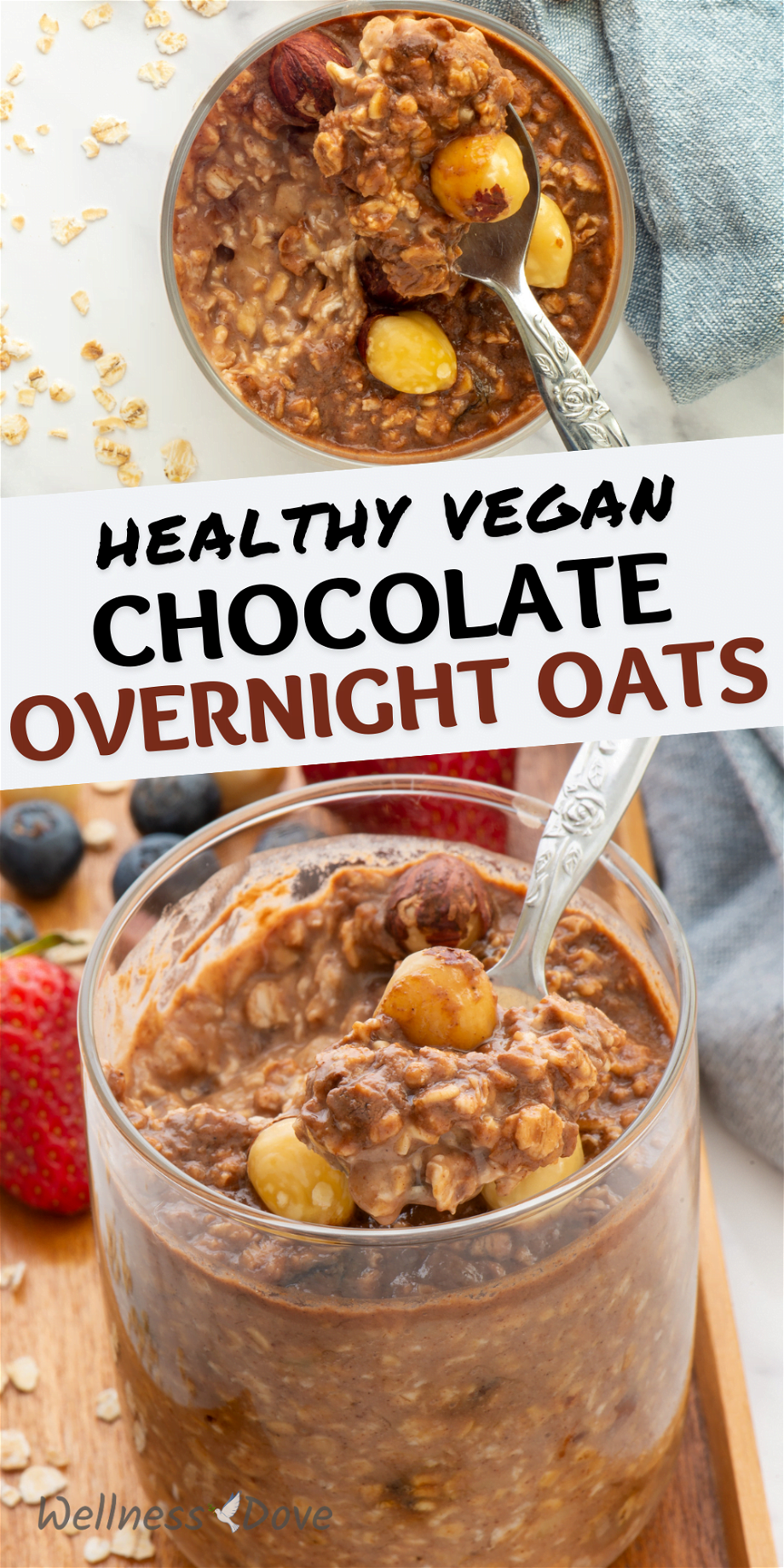 healthy sugar-free vegan chocolate overnight oats Pinterest Image