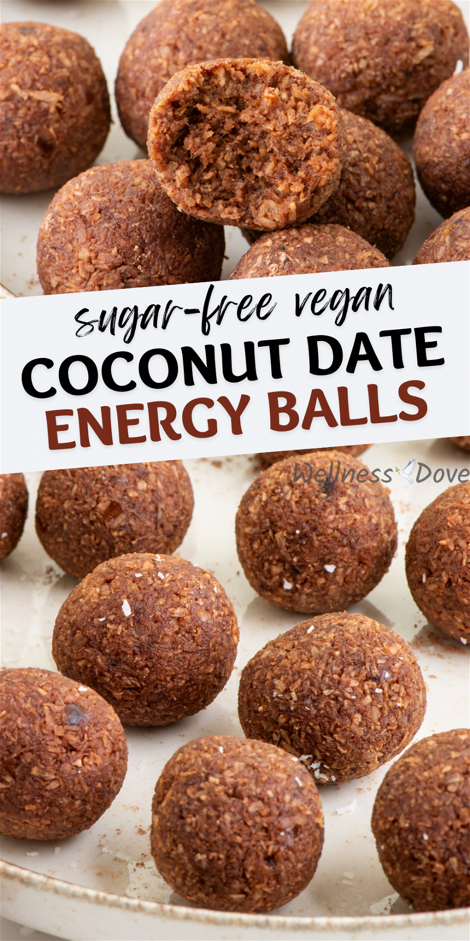 easy sugar free no bake coconut date energy balls pinterest image