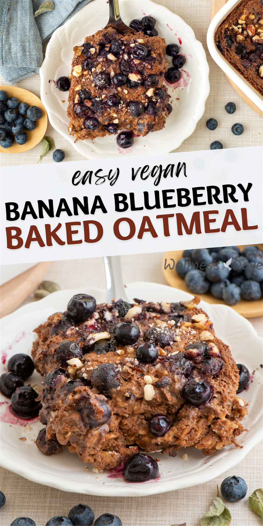 easy and healthy banana blueberry baked oatmeal Pinterest image