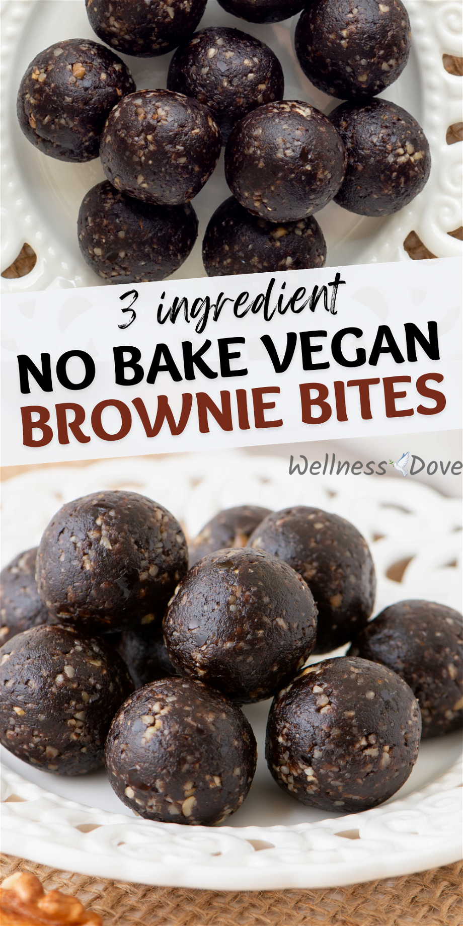 
no bake vegan brownie bites  Pinterest Image