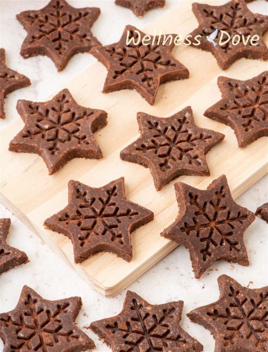 the vegan no bake sugar-free cookies on a chopping board