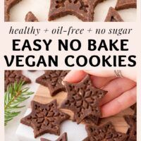 pinterest image for vegan no bake sugar-free cookies
