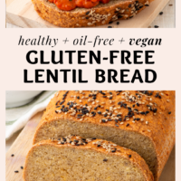 vegan gluten free lentil bread pin