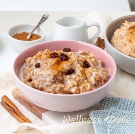 Quick Brown Rice Pudding in a bowl