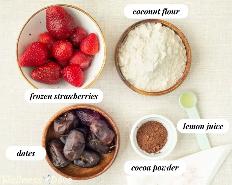 the ingredients for the strawberry vegan truffles