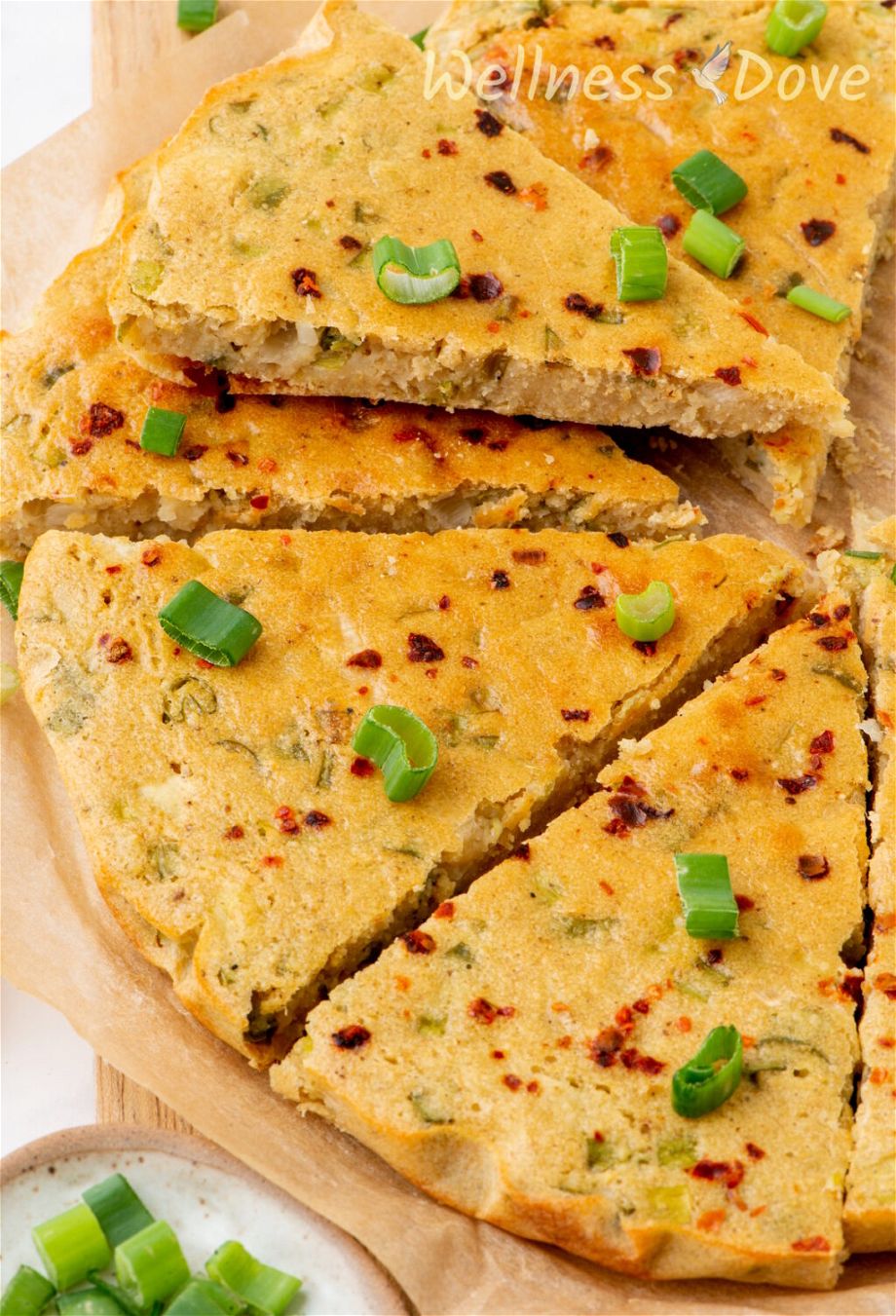 a 3/4 shot of some piece of the easy gluten free chickpea flatbread