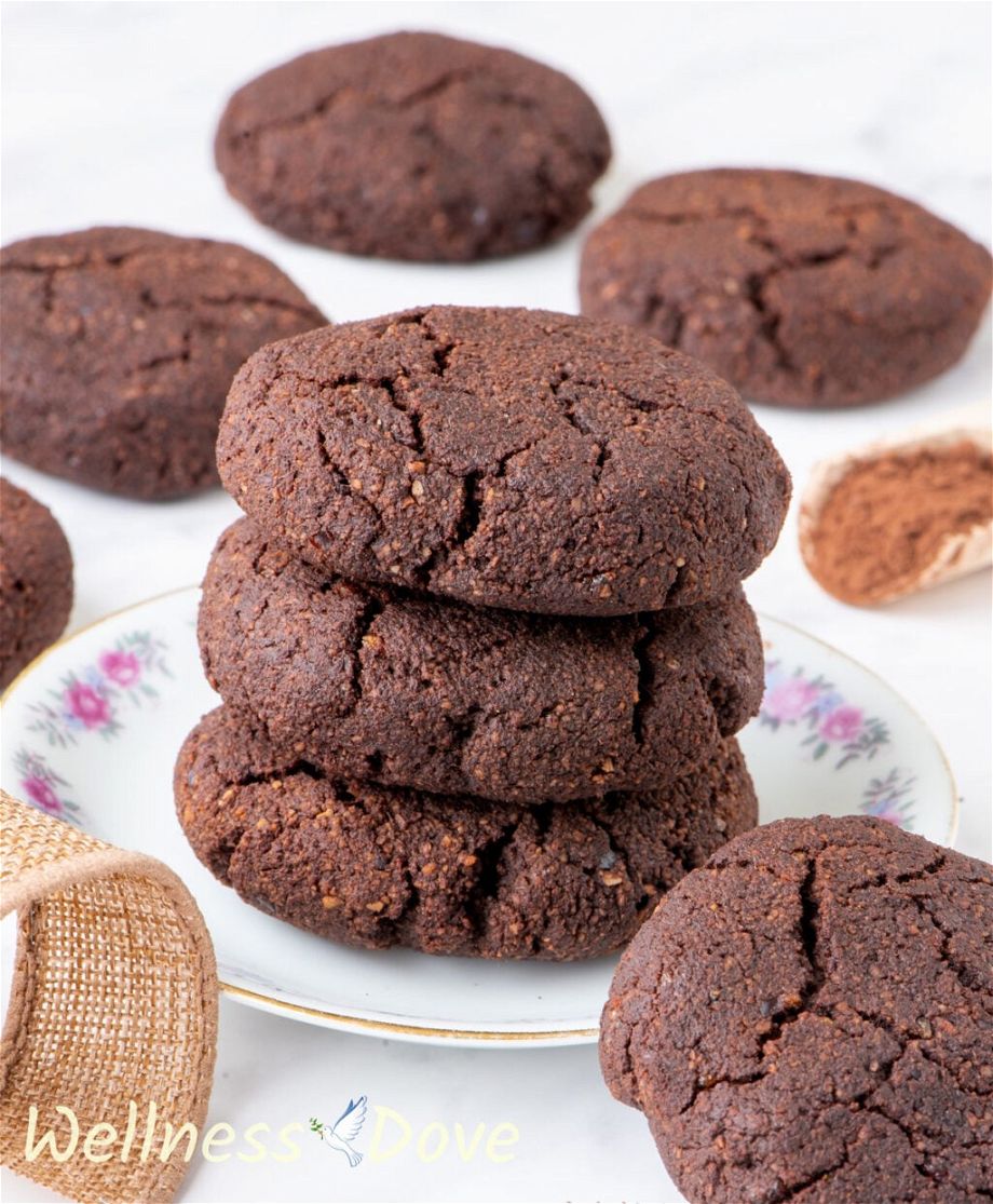 3 of the Easy Chocolate Almond Vegan Cookies in a small plate