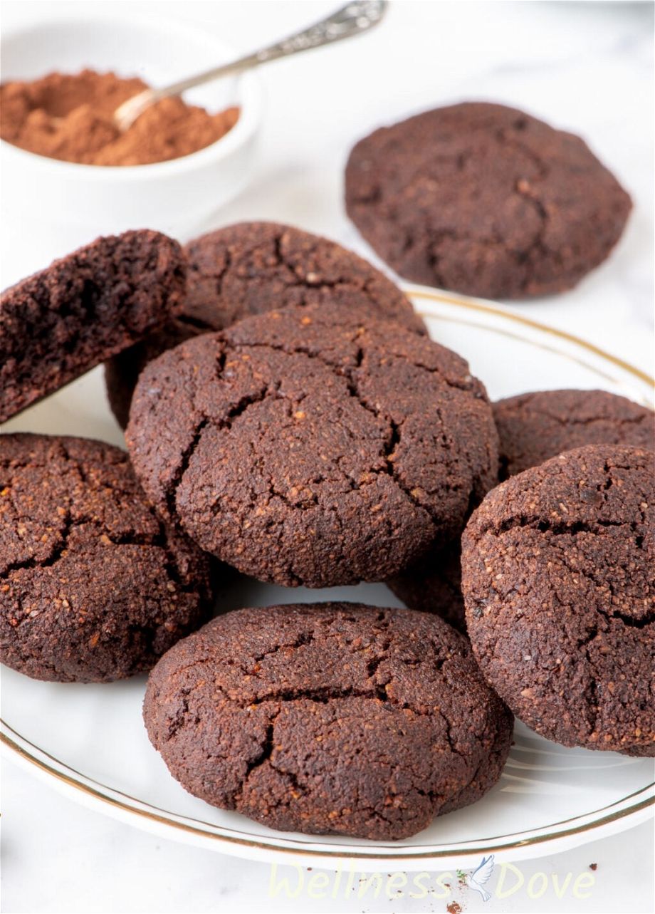 the Easy Chocolate Almond Vegan Cookies in a plate