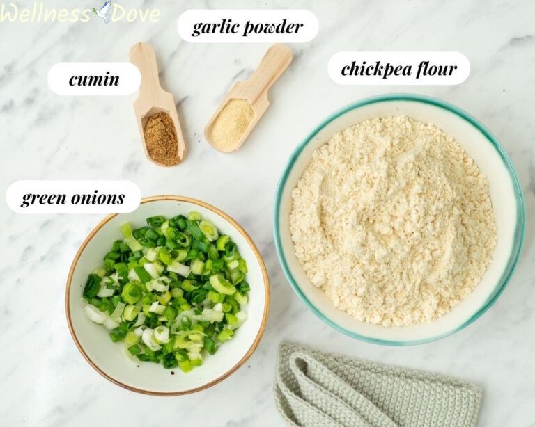 the ingredients for the easy gluten free chickpea flatbread