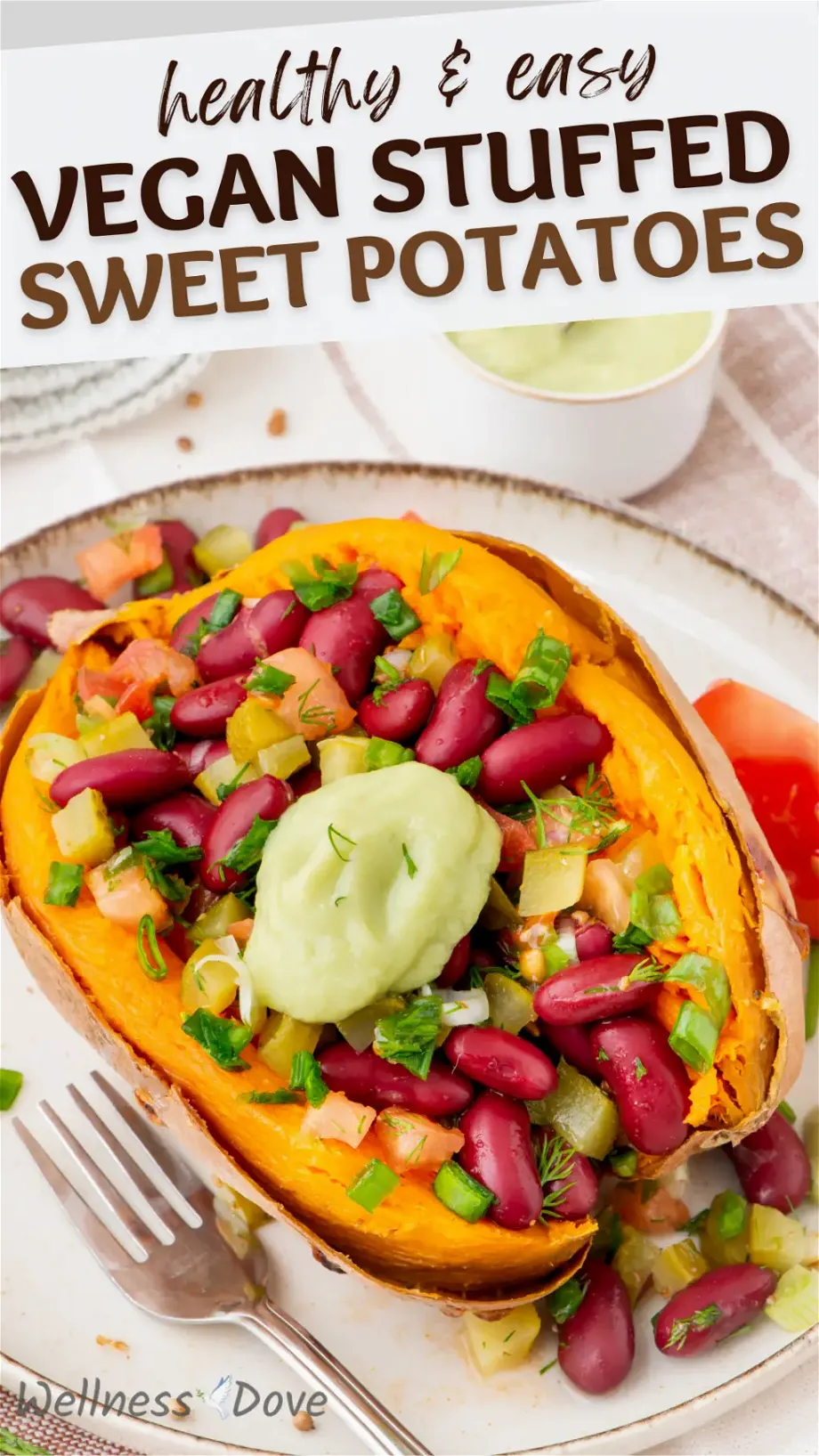 vegan stuffed sweet potatoes Pinterest Image