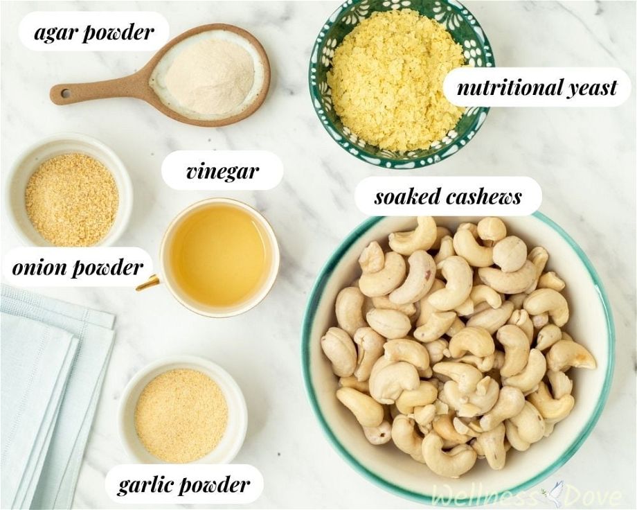 the ingredients for the Vegan Cashew Cheese