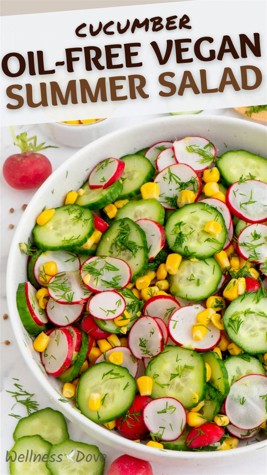 Healthy Oil-free Vegan Cucumber Summer Salad Pinterest Image