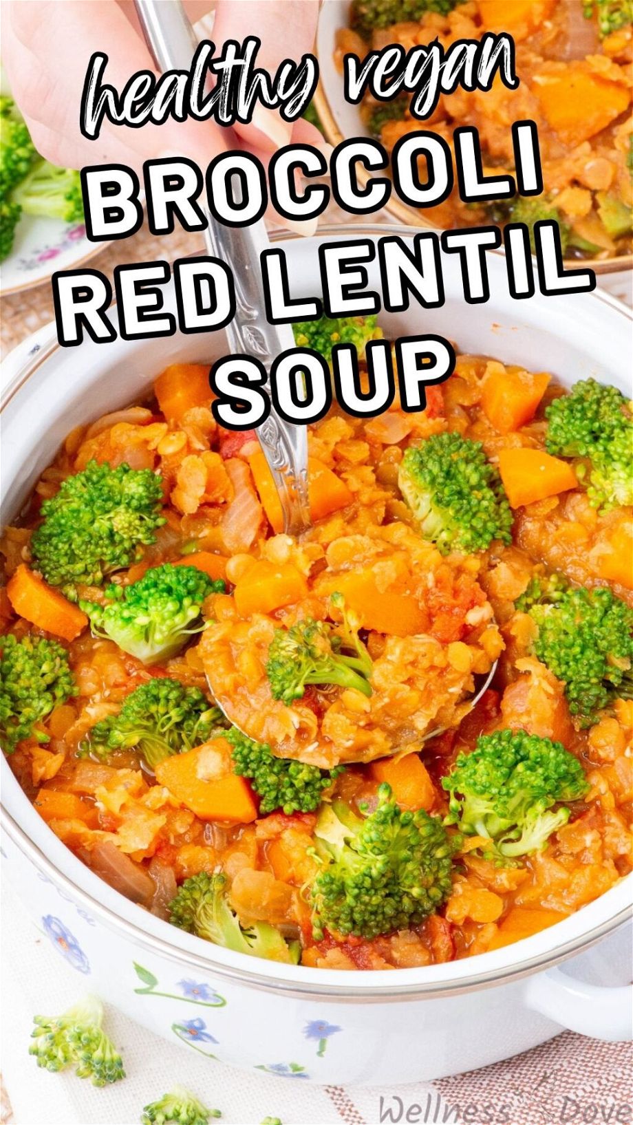 Quick Broccoli Red Lentil Soup Pinterest Image