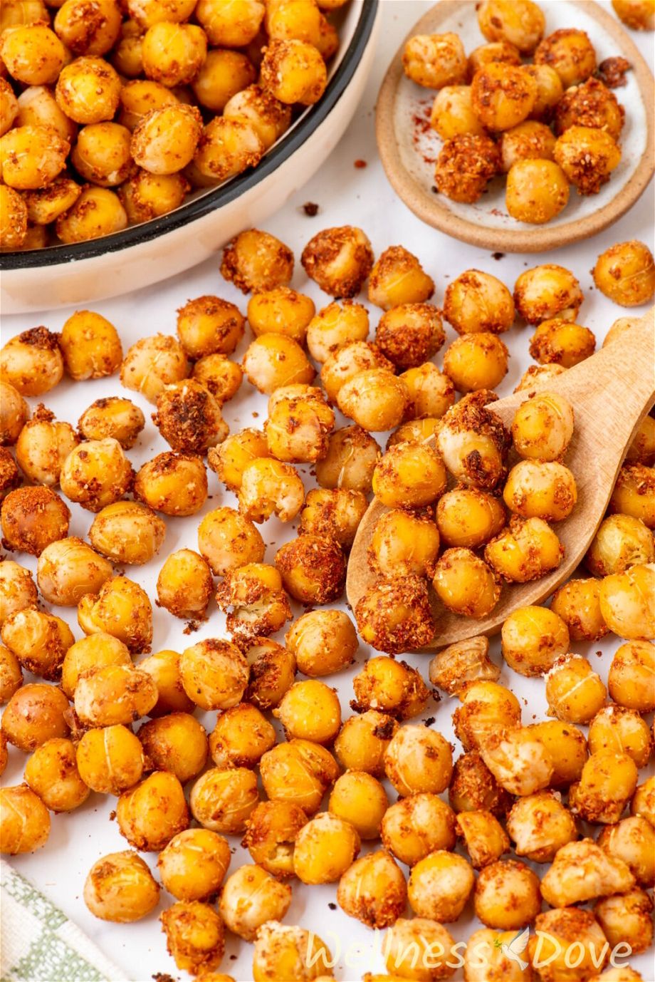 the Oil-free Oven Roasted Chickpeas spread on a table