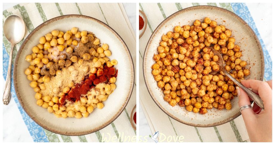 how to season the Oil-free Oven Roasted Chickpeas