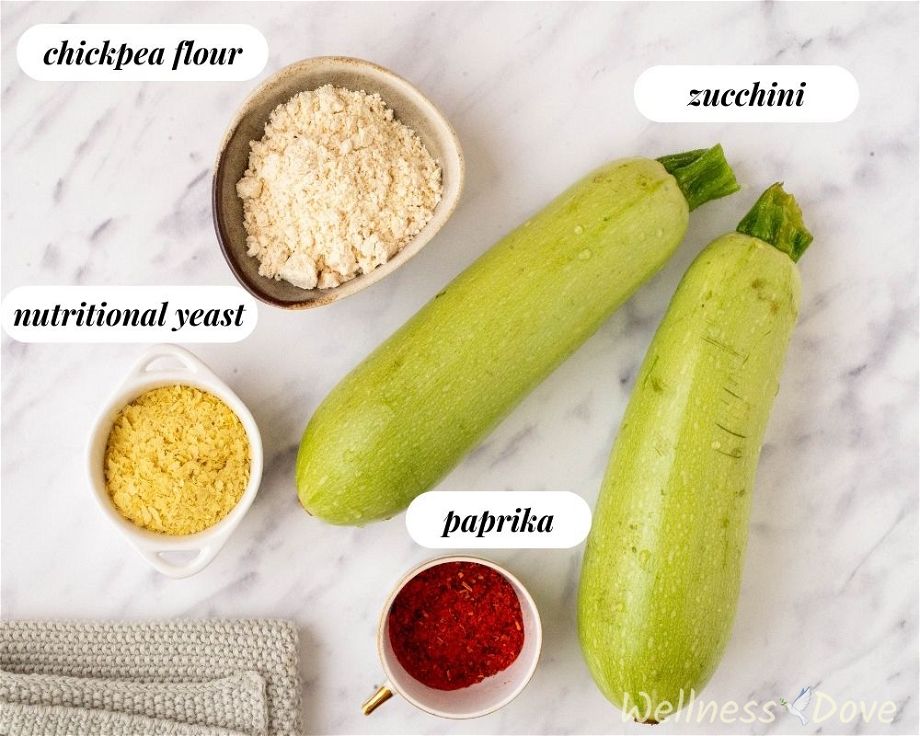the ingredients for the Easy Oil-free Vegan Baked Zucchini