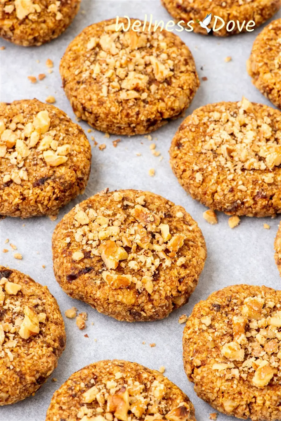 the Easy Oatmeal Walnut Vegan Cookies on a baking sheet