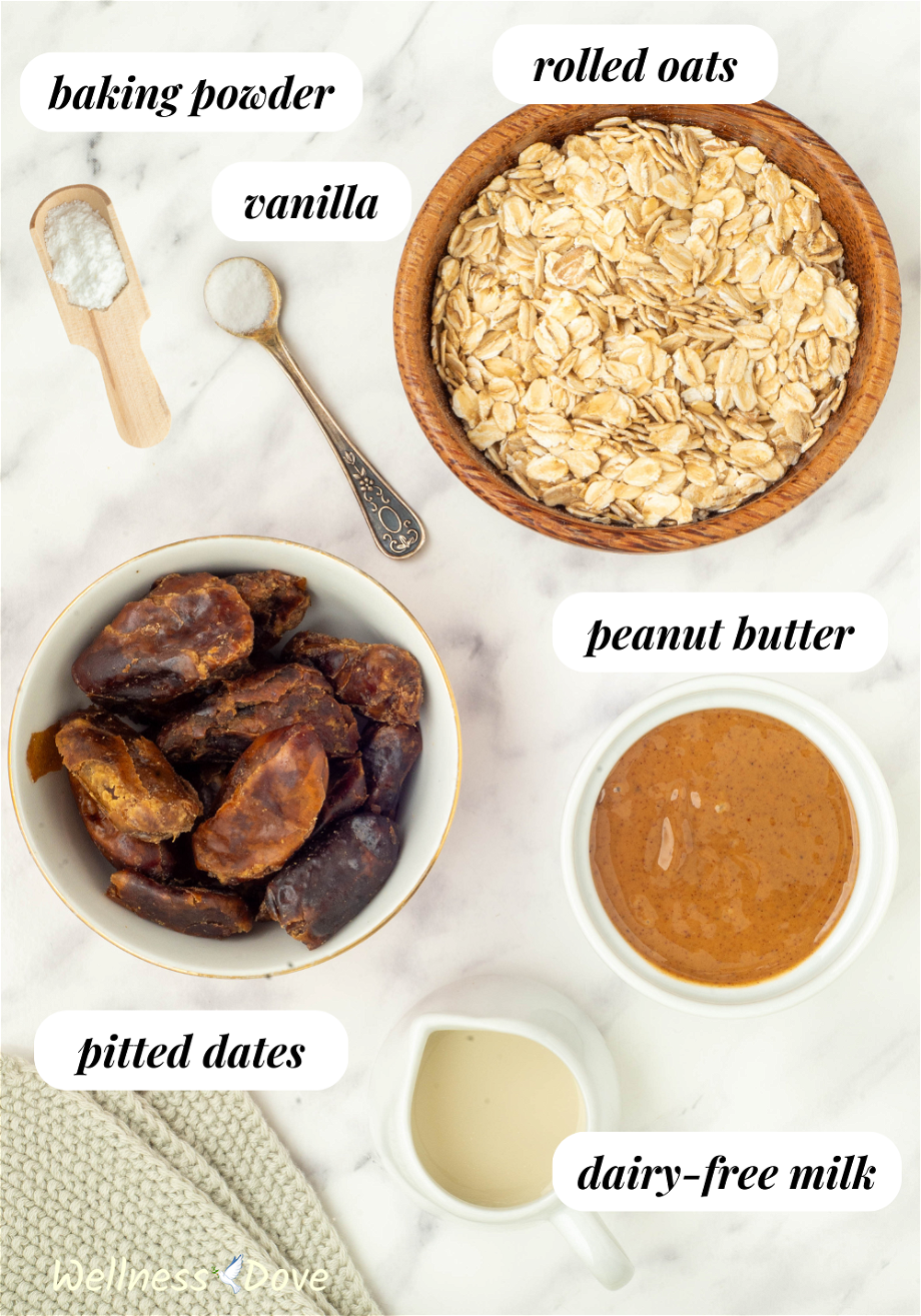 the ingredients for the Oatmeal Peanut Butter Vegan Cookies