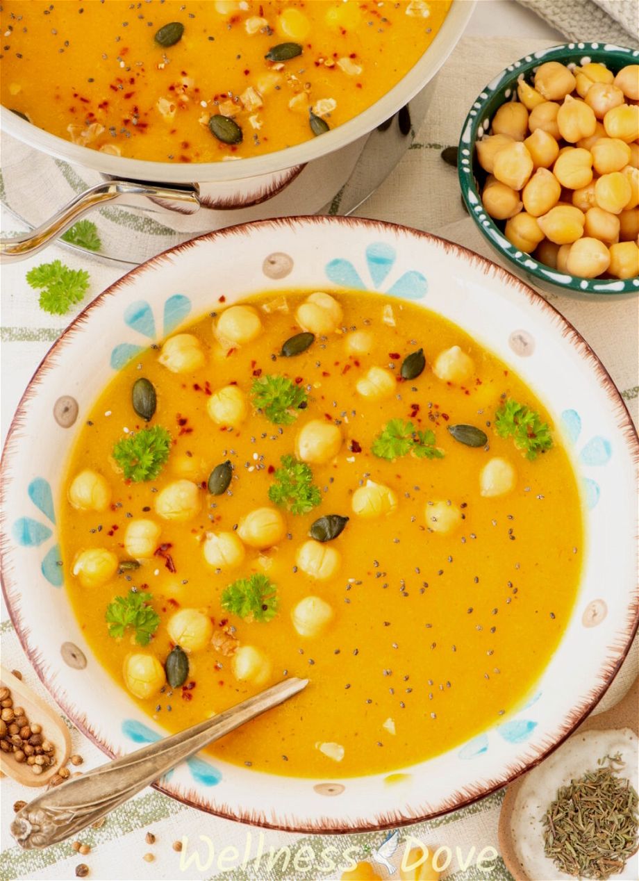 the Squash & Parsnip Vegan Soup in a bowl