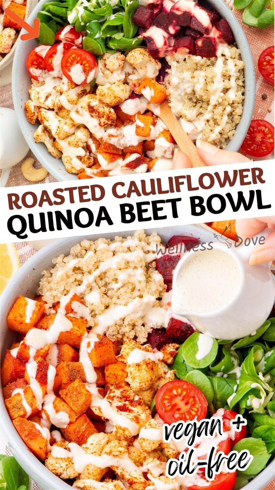 Roasted Cauliflower Quinoa Beet Bowl pinterest image