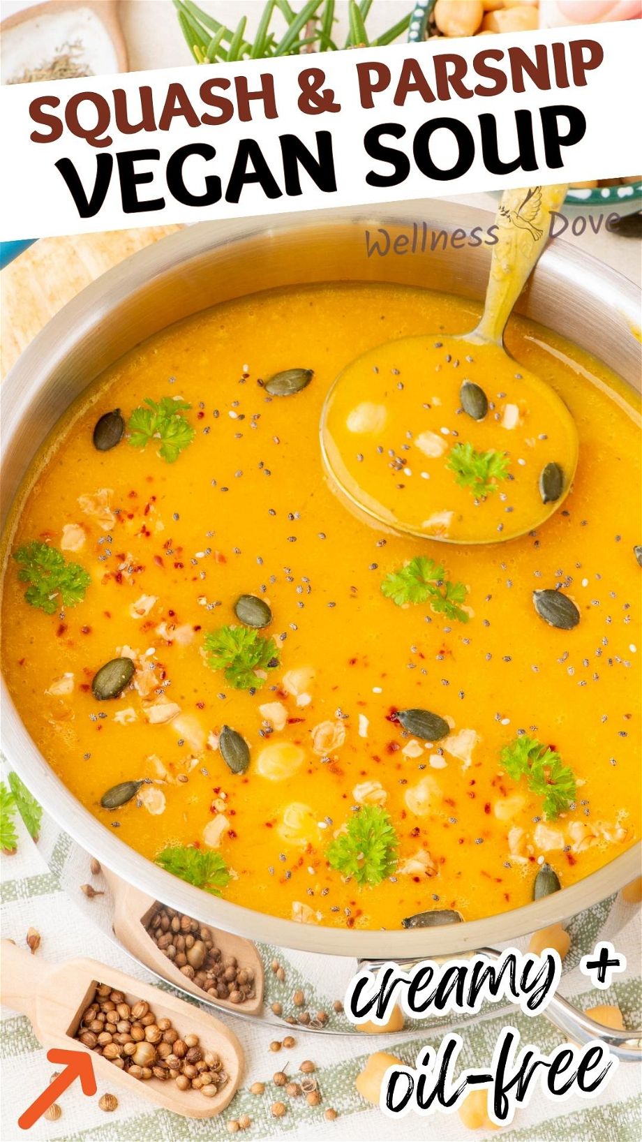 Squash & Parsnip Vegan Soup pinterest image
