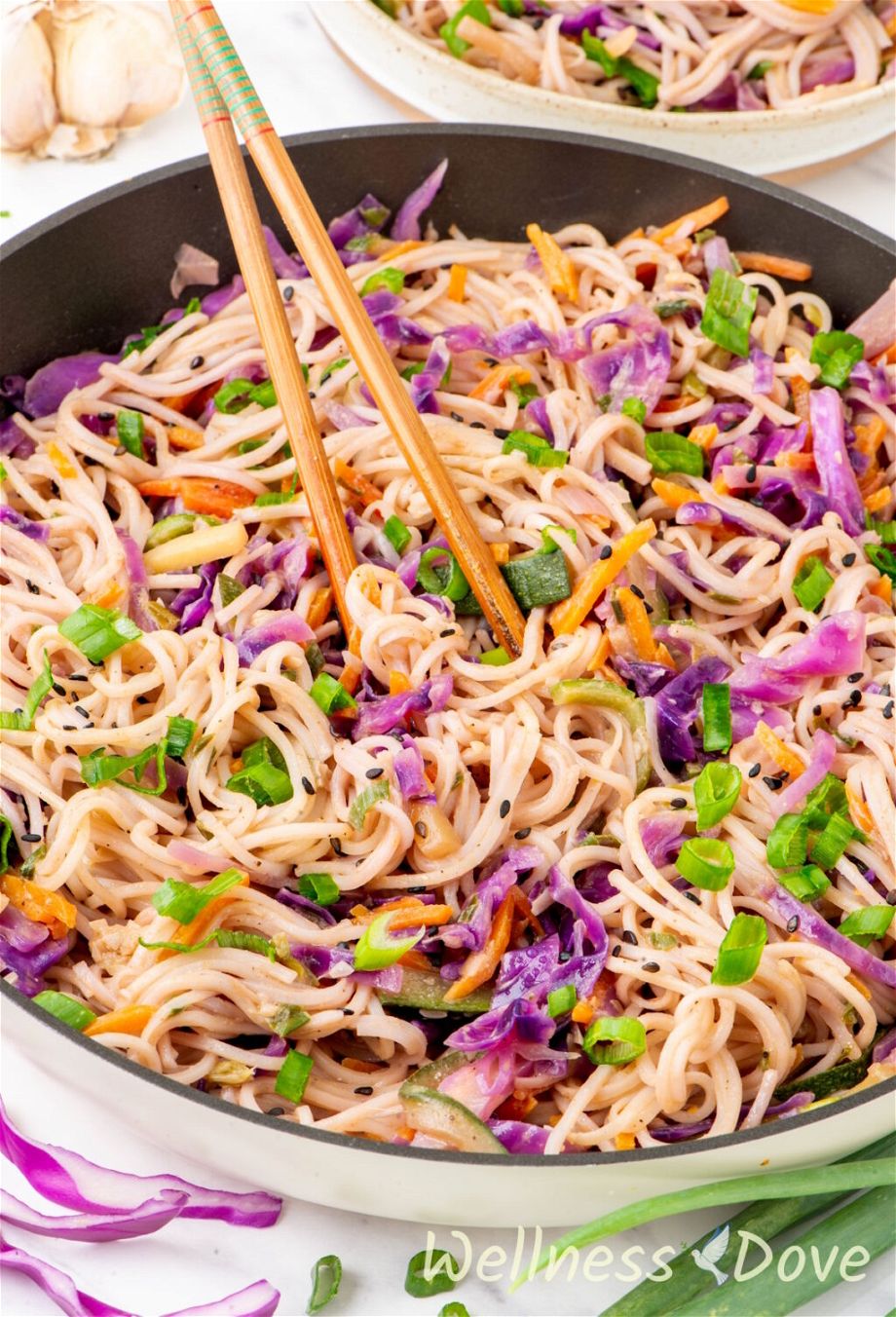 close up shot of the Quick and Easy Vegan Stir Fry Noodles 