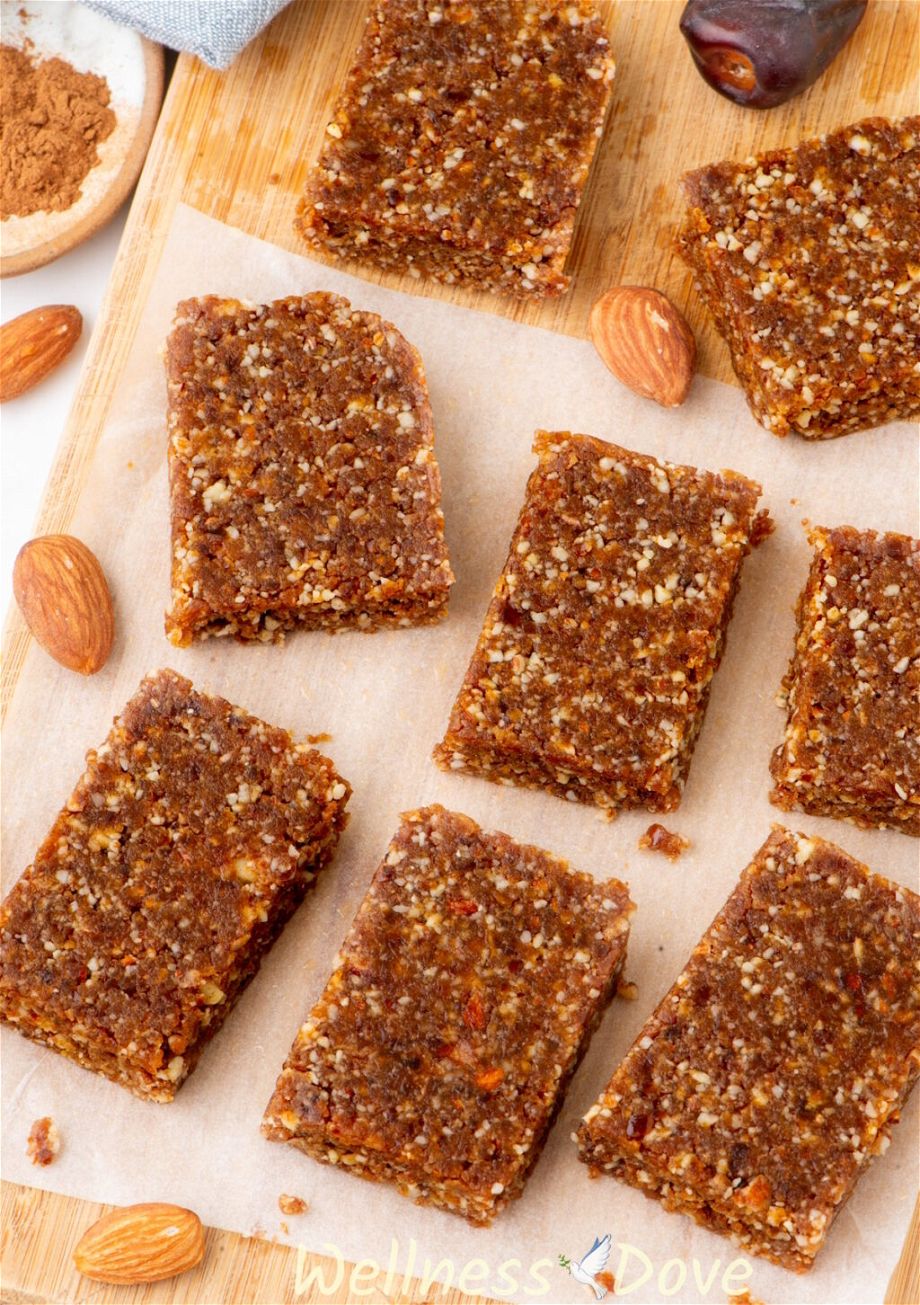 the Almond Peanut Butter Bars on a chopping board