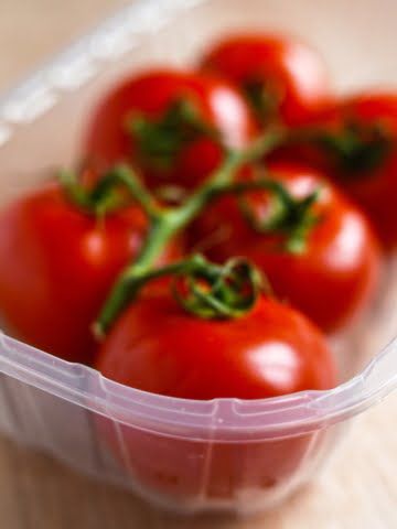 cherry tomatoes in plastic package