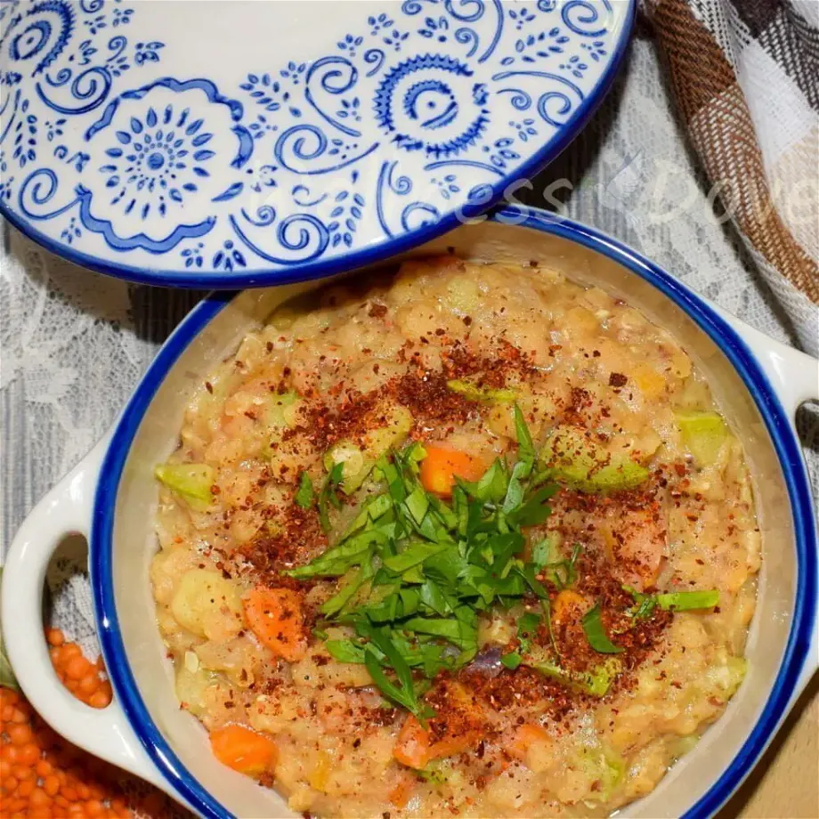 overhead photo ot eastern red lentil stew