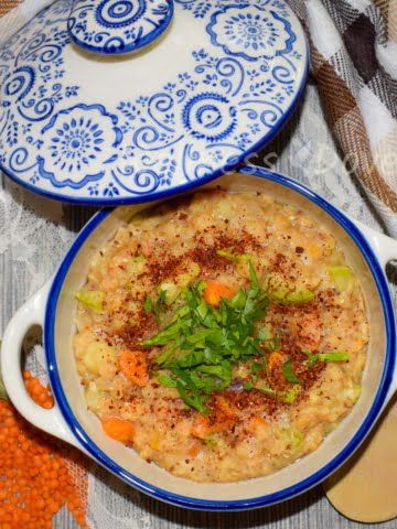 overhead photo ot eastern red lentil stew