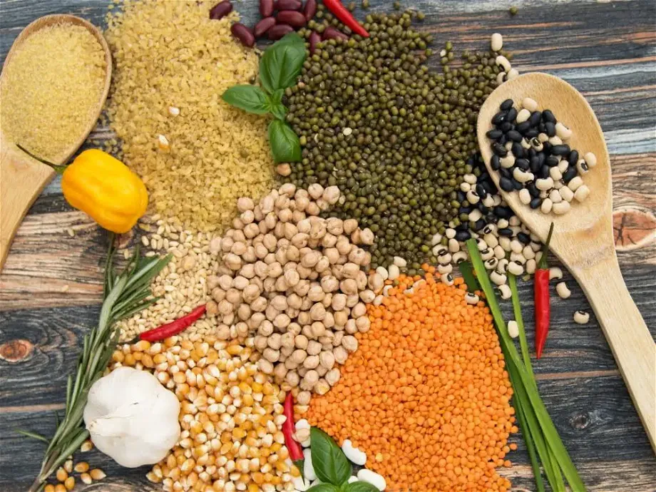 variety of grains and legumes