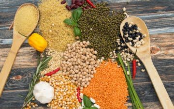 variety of grains and legumes