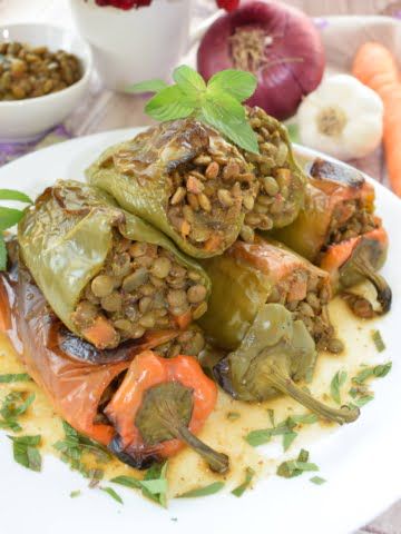 ¾ shot of lentils stuffed peppers