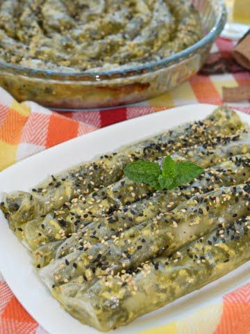 ¾ Shot of vegan spinach tofu pie