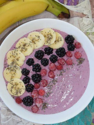 overhead shot of a bowl full of vegan oatmeal breakfast