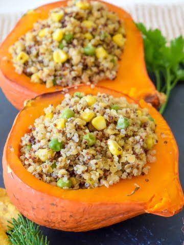 Vegan Quinoa Stuffed Squash ¾ view