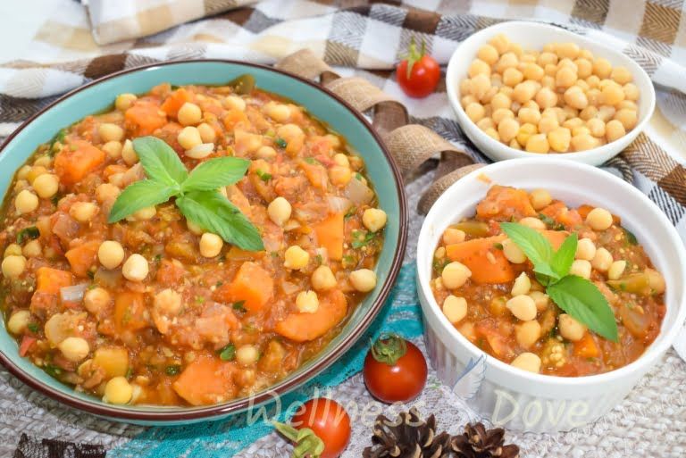 Chickpea stew with eggplant and sweet potato WellnessDove