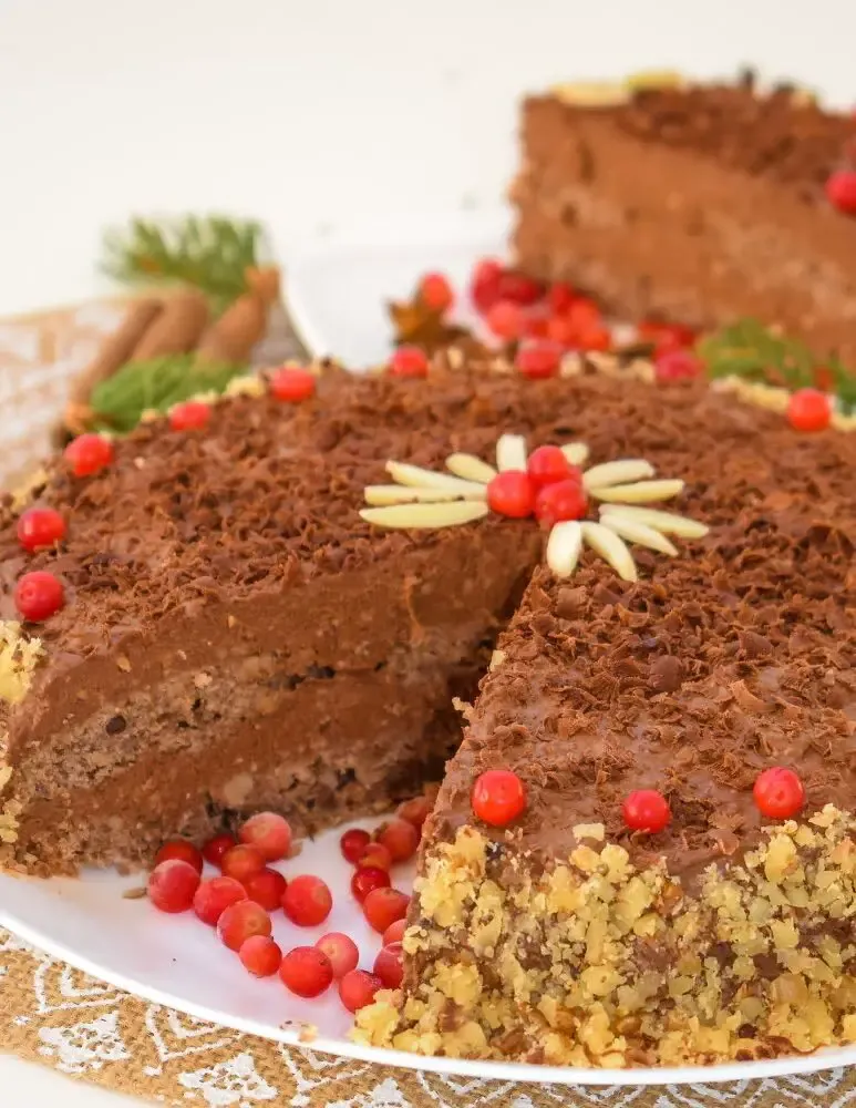 Vegan Chocolate Walnut Cake front view