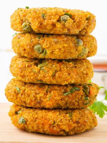 front view sweet potato quinoa burger patties