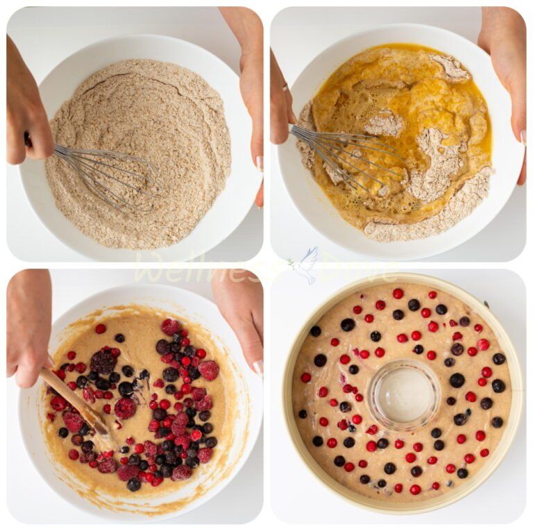 making of the vegan berry bundt cake