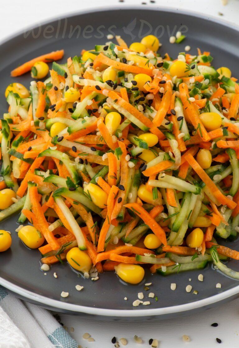 a grey plate with a vegan salad