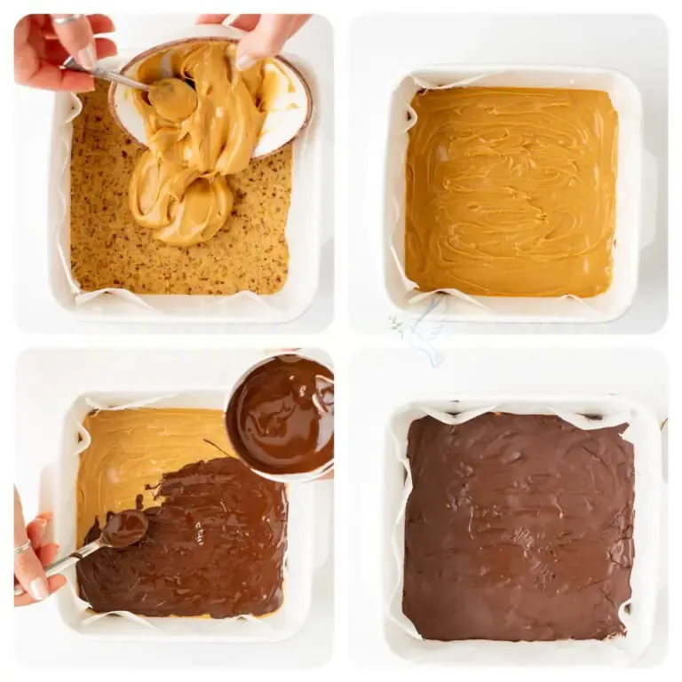 the last steps for making the vegan twix bars